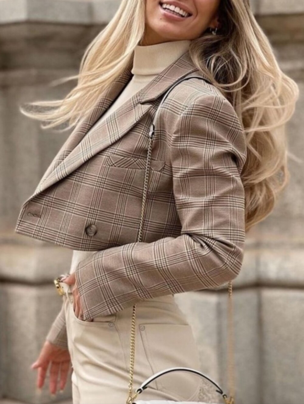 Zara Plaid Cropped Blazer NWOT Size M